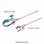 3-prong Clamp, Extension, Single Adjusted, Grip Capa.10~70mm<br>Stainless-steel Rod, 3-가닥형 클램프