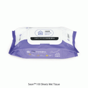 SoomTM 100 Sheets Wet Tissue, Rayon & Polyester, Clean & Soft, Purified Water, 180×175mm<br>Chamomile Extract, Dispenser Bag-type With On-Off Cap, 100매 소프트 물티슈
