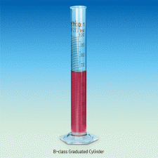 “witeg” B-class Graduated Cylinder, with Spout, Tall-form, 5~2,000㎖<br>With Hexagonal Base·Amber Stain Scale, DURAN Glass 3.3, DIN/ISO, <Germany-Made> B급 메스실린더, 갈색침투눈금