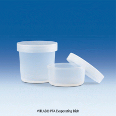 VITLAB® PFA Evaporating Dish, with Snap on Lid (PE), 25 & 50㎖, Autoclavable<br>Excellent Resistance to Chemical and Corrosion, -200℃+260℃, <Germany-Made> 투명 테프론 증발접시
