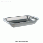 Bochem® Stainless-steel Multi-use Rectangular Dish, with Rim, Finished Surface<br>Non-magnetic 18/10 Stainless-steel, 비자성 스텐 디쉬