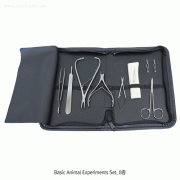 Hammacher® Premium Basic Animal Experiments Set, Rustproof Stainless-steel, “HSO119.00”<br>For Biology and Anatomy Researchers, 8-Instrument in Zipper Case, <Germany-Made> 프리미엄 동물 실험용 해부기 세트, 독일제, 비부식