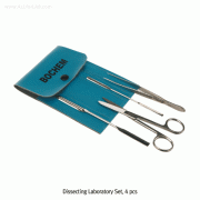 Bochem® Dissecting Laboratory Set, High Grade Stainless-steel, with 4-Instrument in Case<br>For the First Works in the Laboratory, Finished Surface, 기본 실험 세트, 비자성/비부식