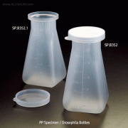 Simport® 170㎖ Specimen-/Drosophila-PP Bottle & PE Snap Cap, Graduated<br>With Pour Spout, Stable Square Base, -10℃+125/140℃, 샘플/초파리 배양병, 스냅캡 타입