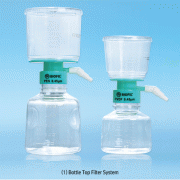 Biofil® 150~1000㎖ Disposable Sterile Bottle Top Vacuum Filter System, PS, with Filter Cup·Connector·Bottle, Pore 0.22 & 0.45㎛<br>For Large-scale Filtration of Tissue Culture Fluids, with GL45 Neck & Graduation, 일회용 PS 바틀탑 진공여과장치 세트