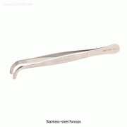 Bent & Wide Blunt Forceps, High Grade Stainless-steel, L115~140mm<br>With Bent·Wide Blunt·Ridged-Tip, <Germany-Made> 스텐 곡형 포셉, 견고한 끝, 독일제, 비부식