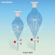 SciLab® Premium “Squibb-Pear” Separatory Funnel, with PTFE-plug & PE-stoppers, 100~5,000㎖<br>DURAN-glass 3.3, DIN/ISO, 표준 스퀴브 피어형 분액깔때기