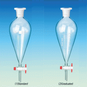 SciLab® “Squibb” Separatory Funnel, Standard- or Graduated-type, 125~2,000㎖<br>With PTFE-plug & PE-stoppers, Boro-glass 3.3,“ 스퀴브”형 분액깔때기