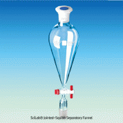 SciLab® Jointed-Squibb Separatory Funnel, 24/40 or 24/29 Cone, 125~2,000㎖<br>With PTFE-Plug & PE Joint Stopper, Borosilicate Glass 3.3, 조인트부 정밀“ 스퀴브” 분액깔때기