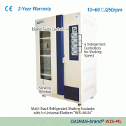 DAIHAN® multi-stack refrigerated shaking incubator “WIS-ML”, Orbital Motion, with 2 & 4 Universal Platform<br>With digital fuzzy control, 2 or 4 Independent Shaking Speed Control, 10℃~60℃, 30~250 rpm, 2 & 4 stack<br>대형 멀티 진탕 배양기, 고정밀 디지털 퍼지 제어, 2 & 4 Univ