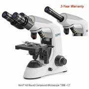 Kern® All Round Compound Microscope “OBE-13”, Monocular & Binocular, with 3W LED illumination, 40×~ 1000×<br>With Butterfly Tube, 1.25 Abbe Condenser, Fully-equipped Mechanical Stage, 다용도 생물 현미경
