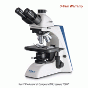 Kern® Professional Compound Microscope “OBN”, Professional Koehler illumination Unit, 5 Objectives, 40×~ 1000×<br>With 3W LED illumination, Extremely Large Mechanical Stage, Modular System, 프로페셔널 다기능 생물 현미경