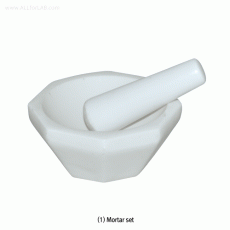 Compact Alumina Mortar & Pestle Set, 99.5% Top od Φ50~Φ100mm, 7~80㎖<br>With Glazed Outside, Unglazed Inside, 고순도 알루미나 모르타르 & 페슬 세트