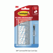 3M® CommandTM Clear Cord Clips, Damage-Free Hanging, Reusable<br>Ideal for Keep Cords Organized, Easy to Apply and Remove, 전선 정리용 클립, 접착식