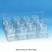 SciLab® Stainless-steel Beaker Carrier, with Double Wire Handle, for 100~500㎖<br>For Carrying up to 12 Beakers, Φ60mm~Φ100mm, 스텐선 비이커 운반대