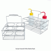 SciLab® Wire Bottle Rack, Stainless-steel, with Handle, for 500 & 1,000㎖<br>Up to 500㎖×6 holes(Φ75mm) & 1,000㎖×4 holes(Φ95mm), 3-stepped, 스텐선 바틀랙