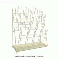 SciLab® Safety PVC Coated Steel Drying Rack, Bench-Top<br>With 35·48·70-Peg, Single & Double-type, with Drain Tray, 스텐 건조대