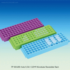 SciLab® PP 60 & 80-hole Microtube Reversible Rack, for 0.5＆1.5/2㎖ Microtube<br>With Hole dia Φ7 & Φ11mm, 125/140℃, 60/80 홀 양면 랙, 상/하 양면용