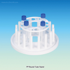 Round Tube Stand, PP, with12 Holes & 16 Draining Pegs, for Φ19 & 25mm Tubes<br>Assembly for Handling & Storage, Autoclavable, 조립식 시험관랙