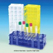 PP Universal Assembly Rack, for Φ13~Φ30mm tubes of 0.5~50㎖<br>With alpha-numeric grid, 3×Colored, 21·24·40·60·90-Hole, 만능형 튜브 랙, 조립식