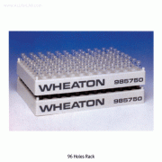 Wheaton® 36~96 Places White Gray PP Vial Rack, Heat Resistant at -10℃+125/140℃, Autoclavable, 각종 바이알용 랙