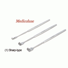 Single Hook Retractor, Stainless-steel 410, L160mm, Medicaluse<br>Sharp- & Blunt-type, 2~4 Prong, 훅 리트렉터, 의료용, 비부식