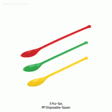 PP 3 pcs Disposable Double Spoon Set, Colored : L125·135·150mm<br>With One-side Micro-Bowl, Autoclavable, 125/140℃, 칼라 일회용 스푼 3종 세트