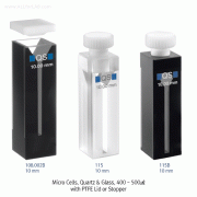 Micro Cells, Quartz & Glass, 400~500㎕<br>with PTFE Lid or Stopper