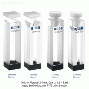 Cells for Magnetic Stirrers, Quartz, 1.5~3.5㎖<br>Macro Semi-micro, with PTFE Lid or Stopper