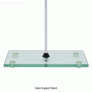 Glass Support Stand, Heat-treated, Rectangular, for Burette Clamp<br>With Center-hole for Rod Φ10×h650mm, 4각 유리 스탠드