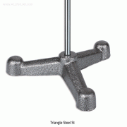 SciLab® Heavy-duty Triangle Steel Stand, with Support Rod<br>With Stainless-steel Rod Φ11×h600 & h800mm, 철제 3각 스탠드