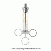 Topsyringe® TRUTHTM Control Glass Syringe, with 3 Finger Ring, 10~50㎖<br>With Metal Luer Lock Tip, Glass/Metal Piston, ISO/CE Certified, 컨트롤 글라스 시린지
