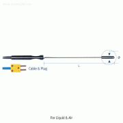 K-type Thermocouple Probe, for Wide-range Temp -100℃+1000℃<br>With Common use Plug “Miniature 2 Flat” and Cable,“ K-형” 온도계 & 각종 열기구 온도 프로브