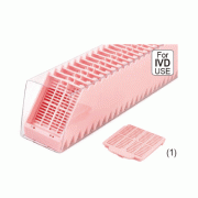 Simport® Histosette®Ⅱ Tissue & Biopsy Cassette in Sleeve, Front Hinge, 75/sleeve, h6.5mm<br>Suitable for Thermo Fisher Printers, Separated Lid, 45° Angle, Acetal, 슬리브형 티슈 카세트, 커버 별도포장