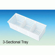 PP 3-Section All Perforated Tray, for Small Articles, Lightweight, White, Autoclavable, 2.5Lit<br>Good for Drying·Storage·Transfer, -10℃+125/140℃, PP 칸막이 트레이, 소품용