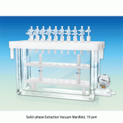 Solid-phase Extraction Vacuum Manifold, for Chromatography, Used with SPE Cartridges, 12~24 port, 270×90×h160mm<br>Ideal for Sample Preparation in Laboratories, High Recovery Rate, Effective Removal, Concentrate Analytes<br>고체상추출(SPE) 매니폴드, SPE컬럼 & 진공펌프 별