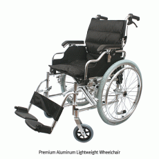 Premium Aluminum Lightweight Wheelchair, for the Elderly, the Disabled and Limited Pedestrians, 15kg, Medicaluse<br>With Height Adjustable Armrests, Backrest & Protective Brake, 고급형 휠체어, 팔걸이 높이 조절형, 보호용 브레이크 장착